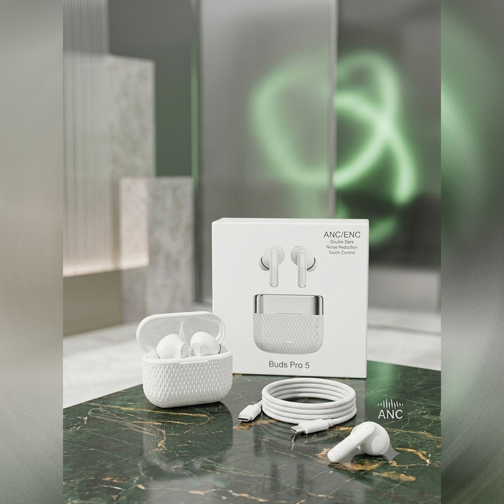 Buds 5 Pro Premium Wireless Earbuds (White)